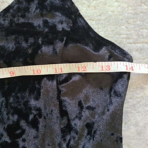 Black Velvet Mini Dress Small Goth Witch Y2K 90s Party Halloween - Picture 7 of 8
